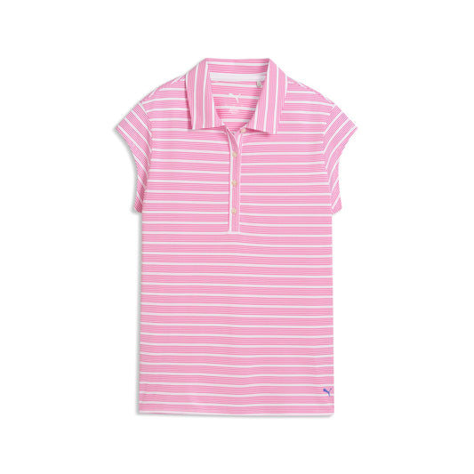 Women's Pique YD Stripe Cap Sleeve Golf Polo - Puma Golf Classic