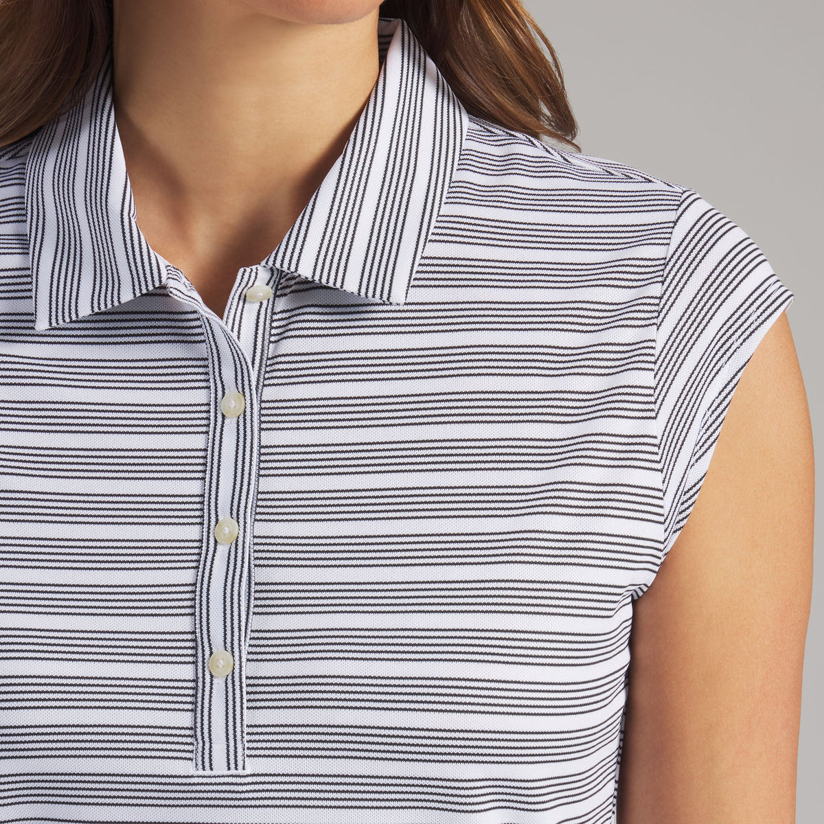 Women's Pique YD Stripe Cap Sleeve Golf Polo - Puma Golf Classic