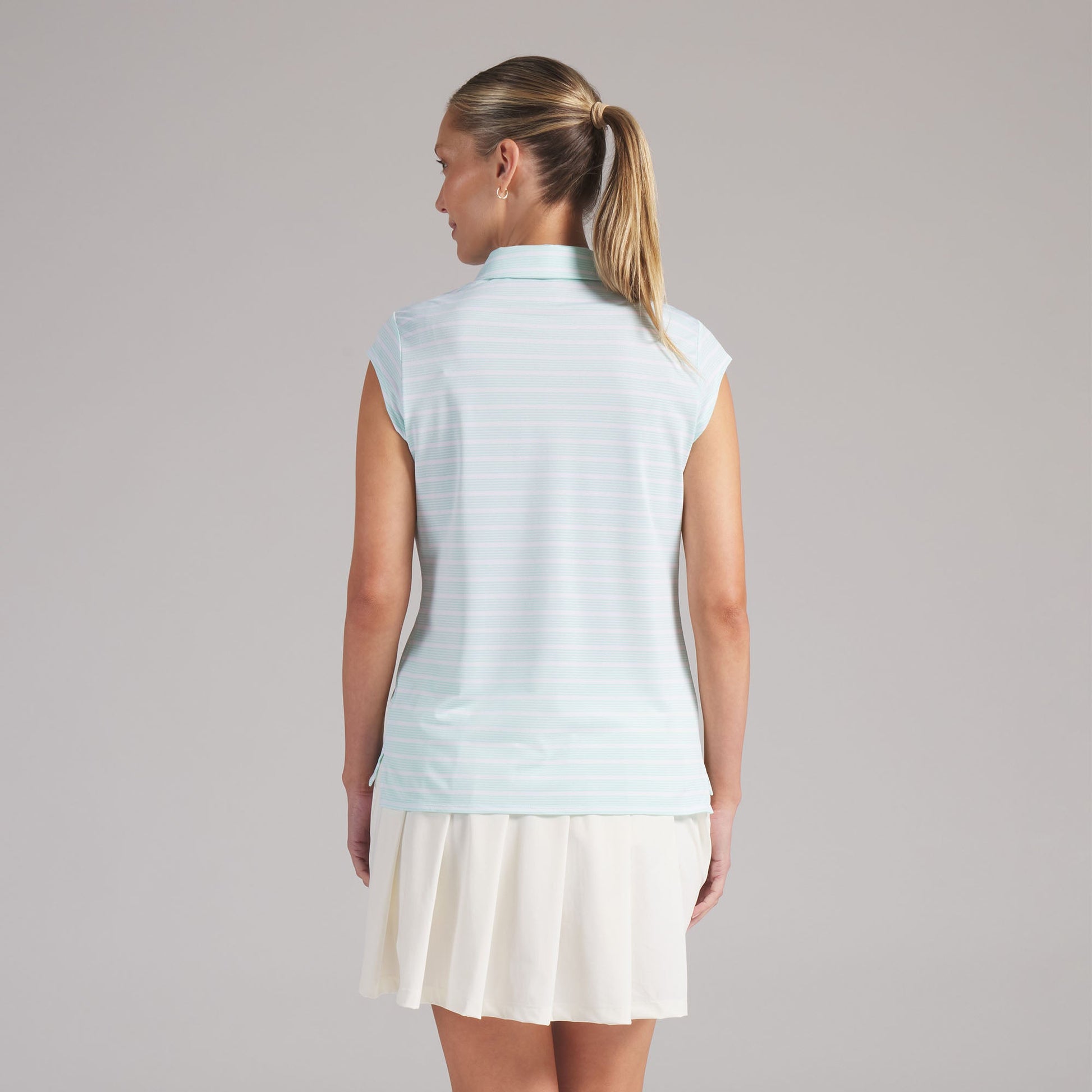 Women's Pique YD Stripe Cap Sleeve Golf Polo - Puma Golf Classic