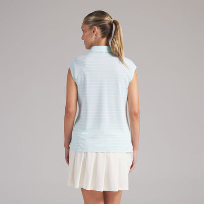 Women's Pique YD Stripe Cap Sleeve Golf Polo - Puma Golf Classic