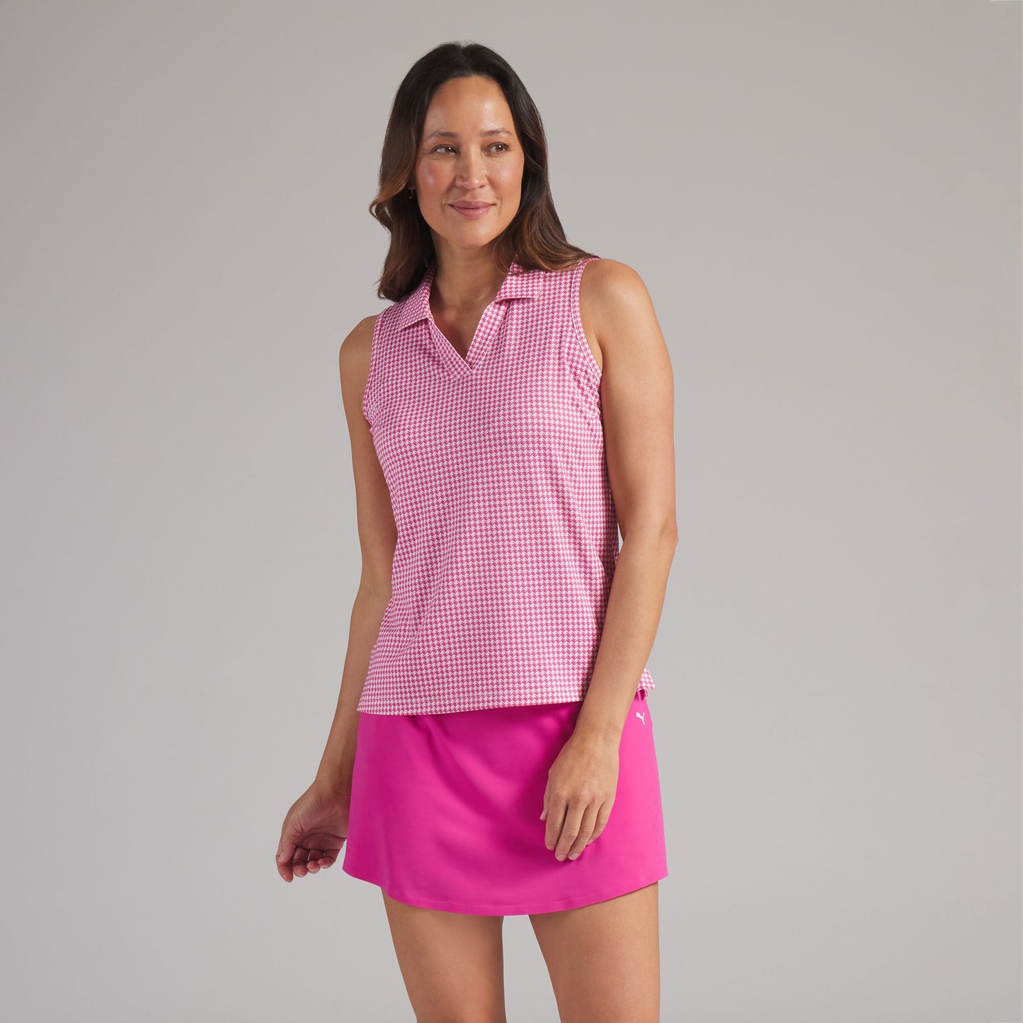 Women's CLOUDSPUN Mono Check Sleeveless Golf Polo - Puma Golf Latest