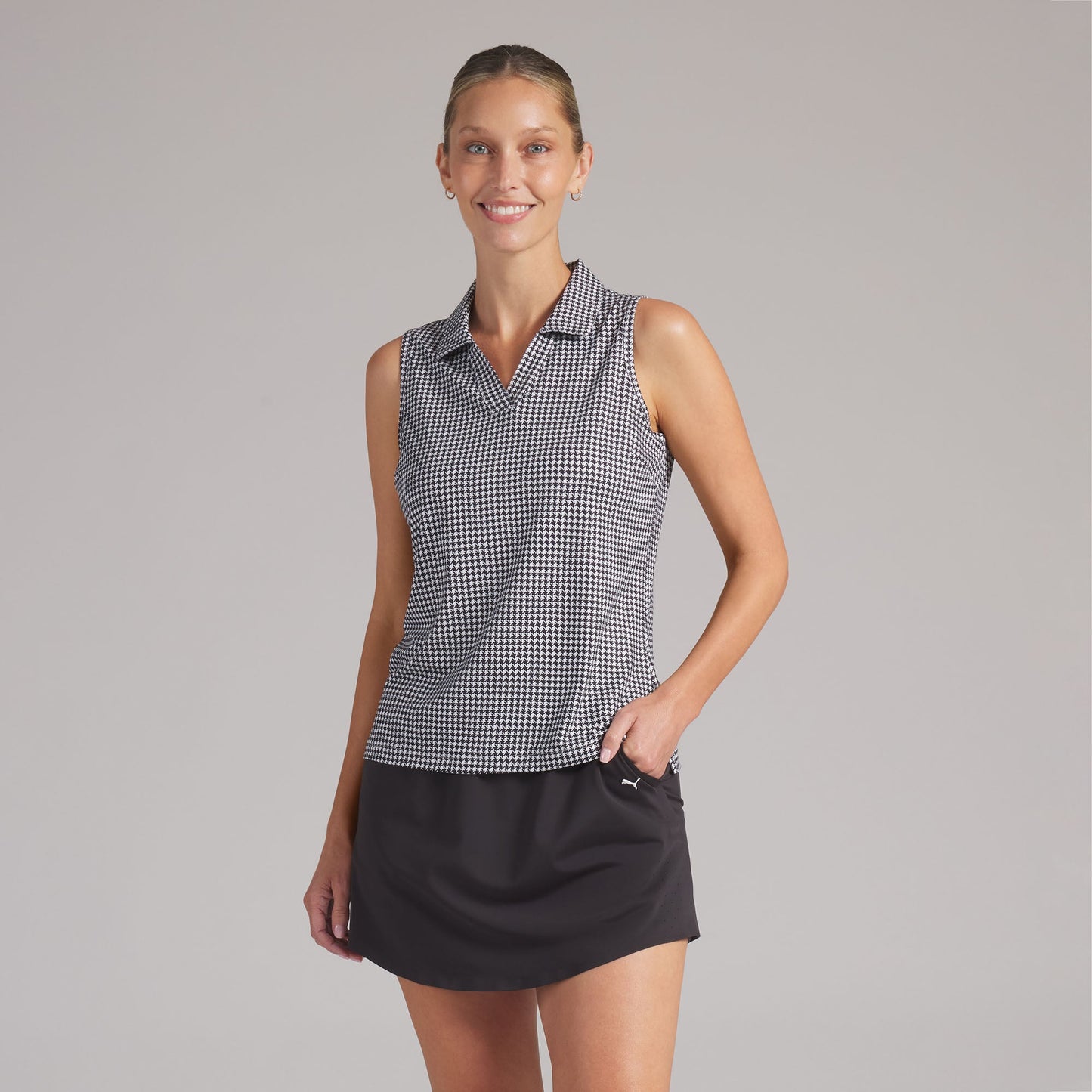 Women's CLOUDSPUN Mono Check Sleeveless Golf Polo - Puma Golf Latest