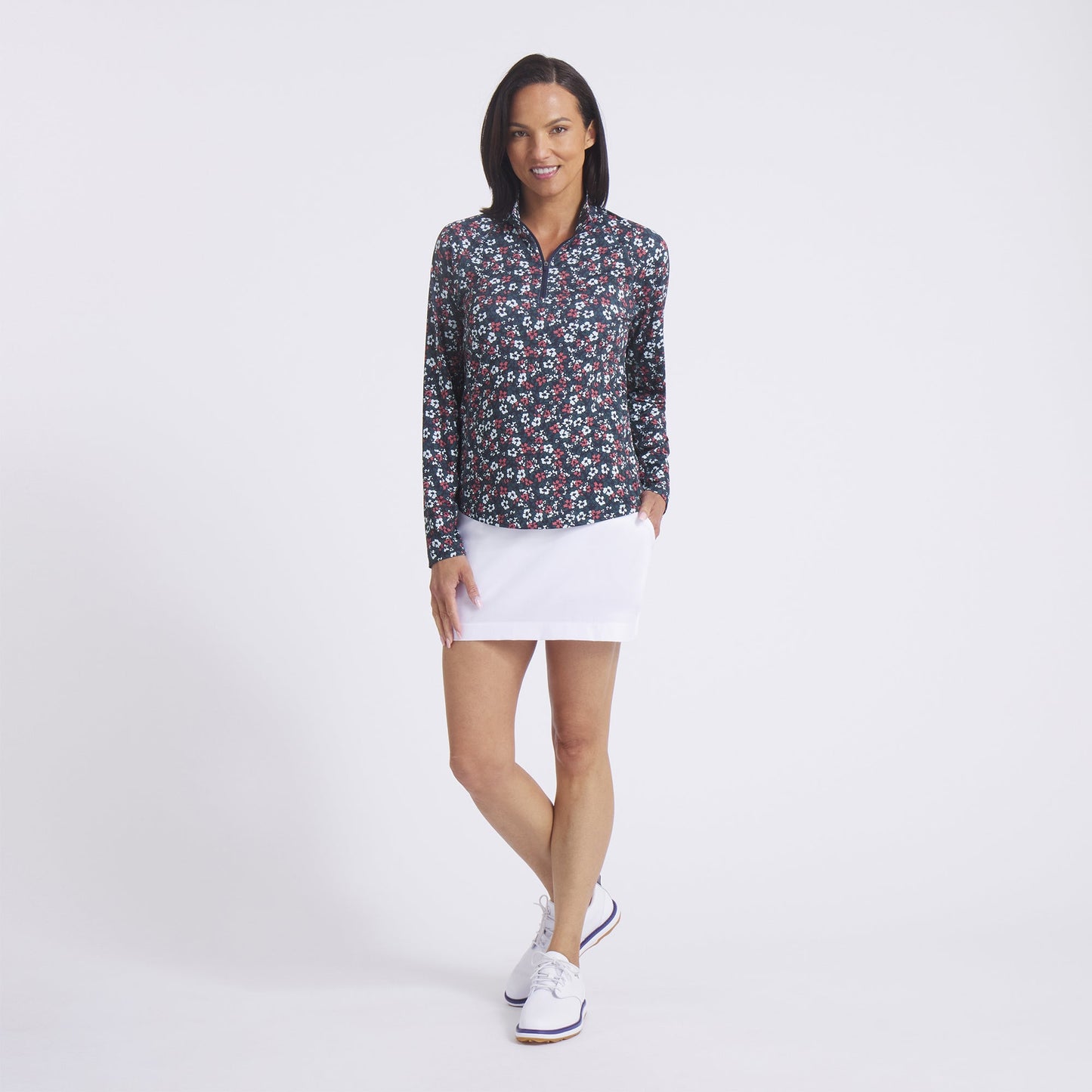 Women's YouV Floral Burst Golf 1/4 Zip - Puma Golf Classic