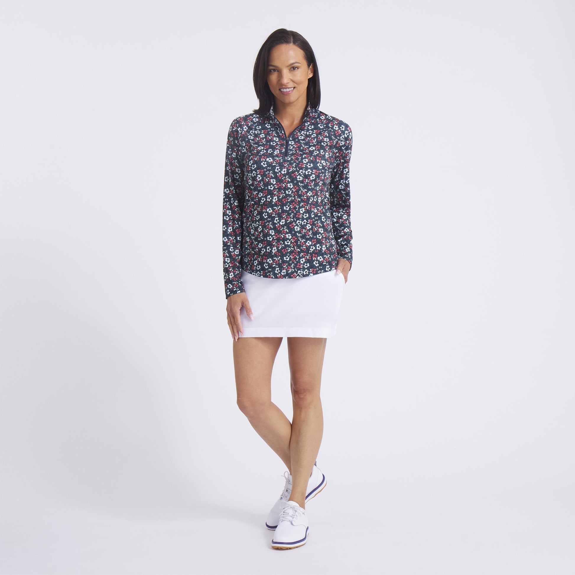 Women's YouV Floral Burst Golf 1/4 Zip - Puma Golf Classic