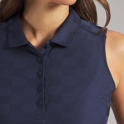 Women's Check Jacquard Sleeveless Golf Polo - Puma Golf Essential