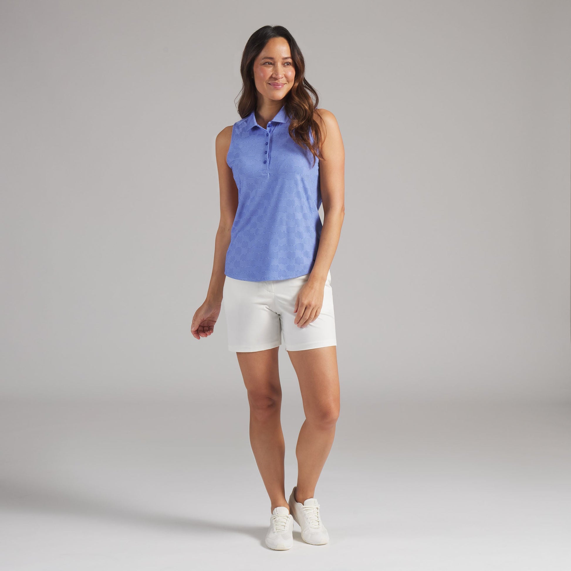 Women's Check Jacquard Sleeveless Golf Polo - Puma Golf Essential