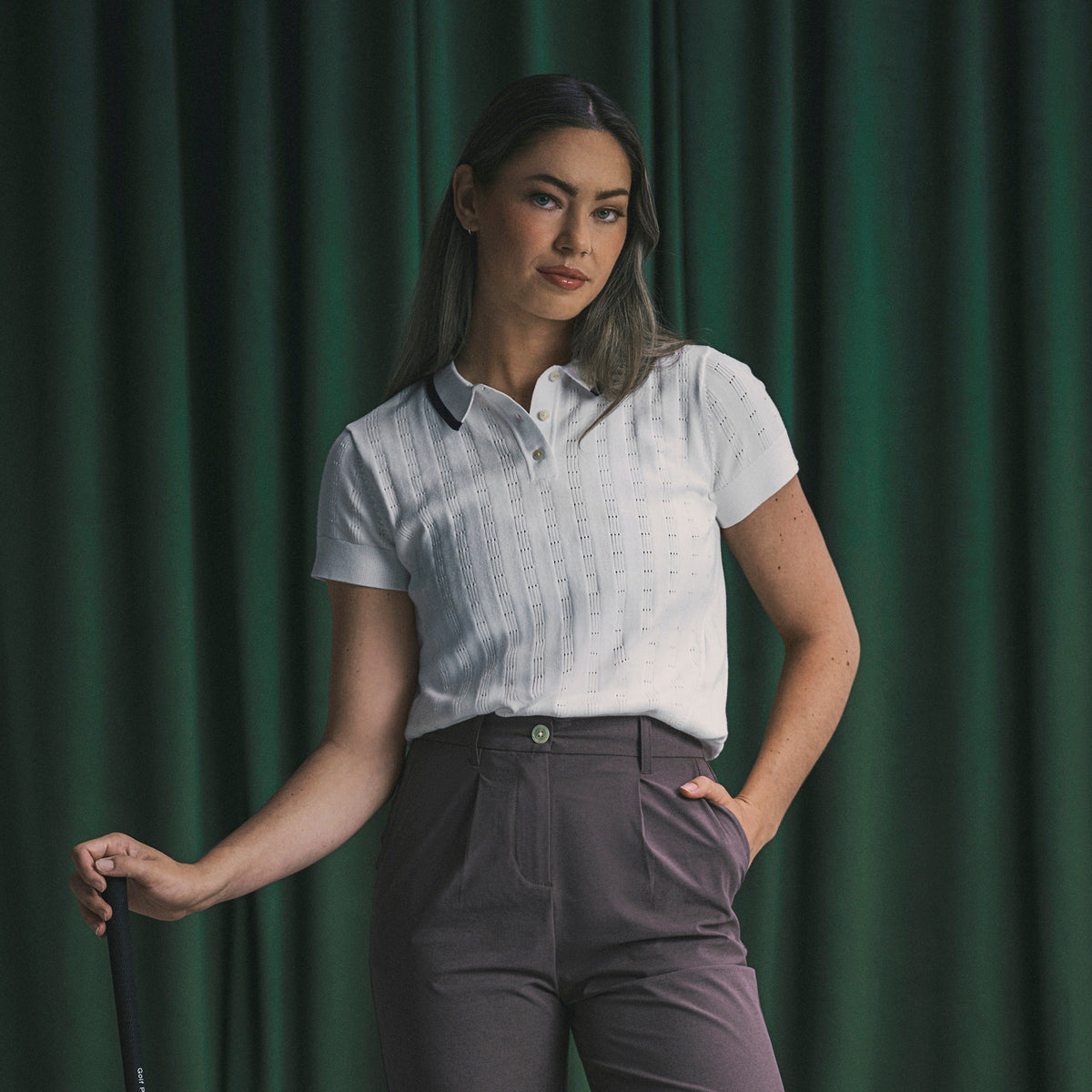 Women's AP Pointelle Golf Polo - Puma Golf Essential