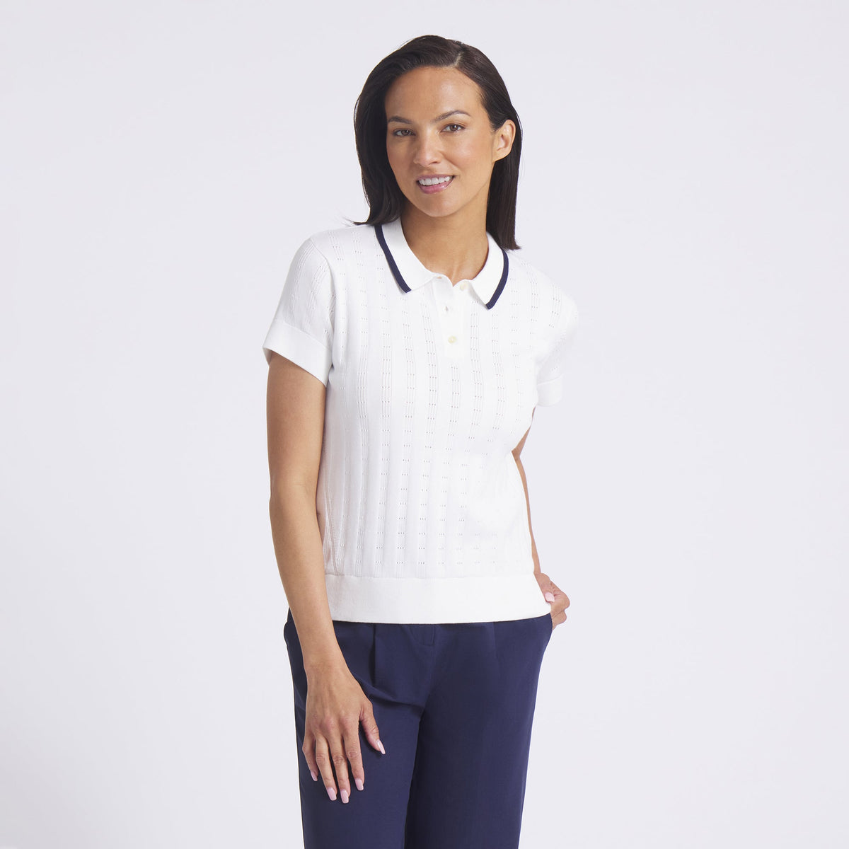Women's AP Pointelle Golf Polo - Puma Golf Essential
