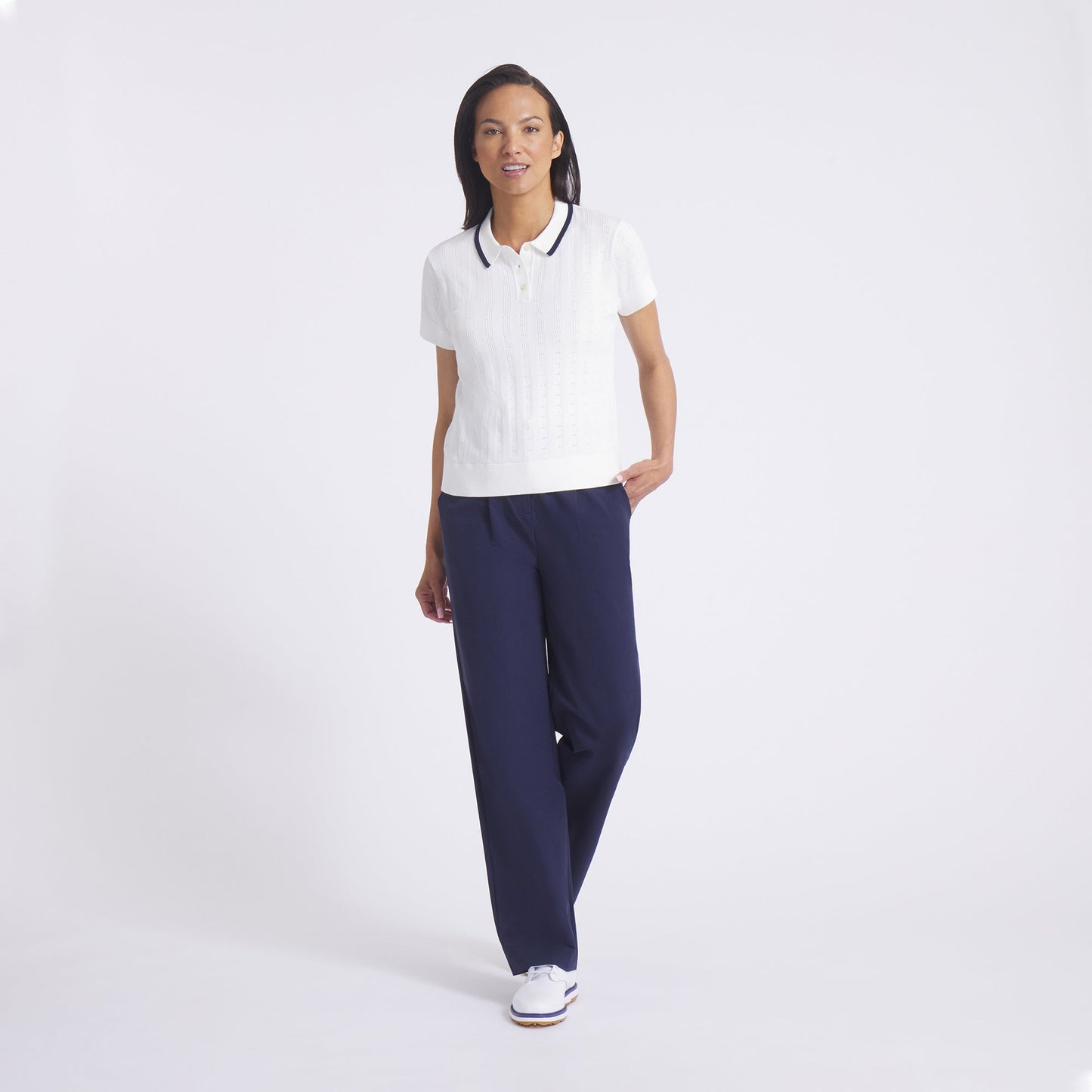 Women's AP Pointelle Golf Polo - Puma Golf Essential