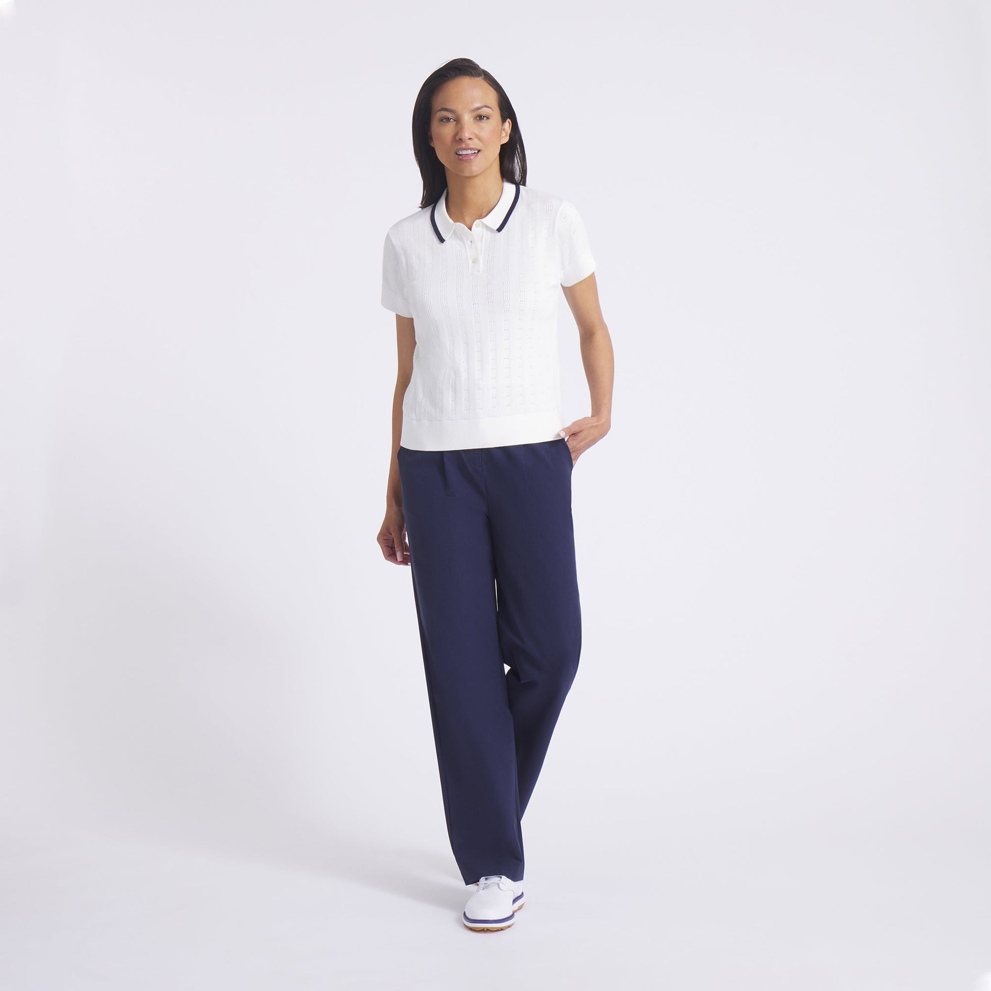 Women's AP Pointelle Golf Polo - Puma Golf Essential